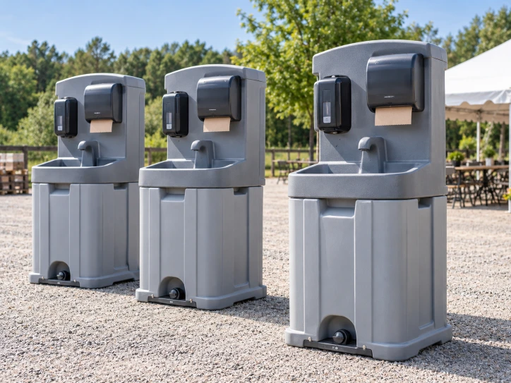 Portable handwashing stations with soap and paper towel dispensers